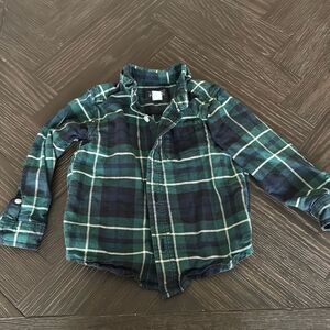 Childrens Place button down shirt, blue, green, classic long sleeve, dress shirt